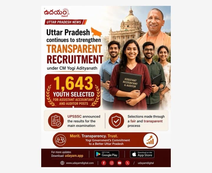 యూపీలో 1,643 ఉద్యోగాల భర్తీ
