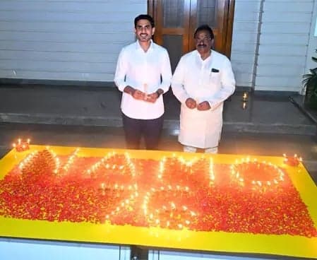 మోదీ బర్త్‌డే ...మంత్రి నారా లోకేశ్‌  దీపాన్ని వెలిగించారు.