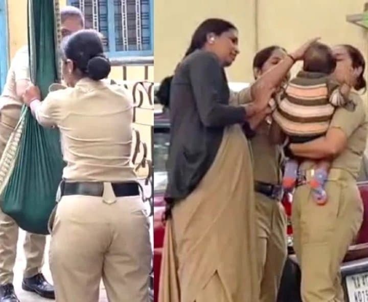 చిన్నారిని లాలించిన కానిస్టేబుల్