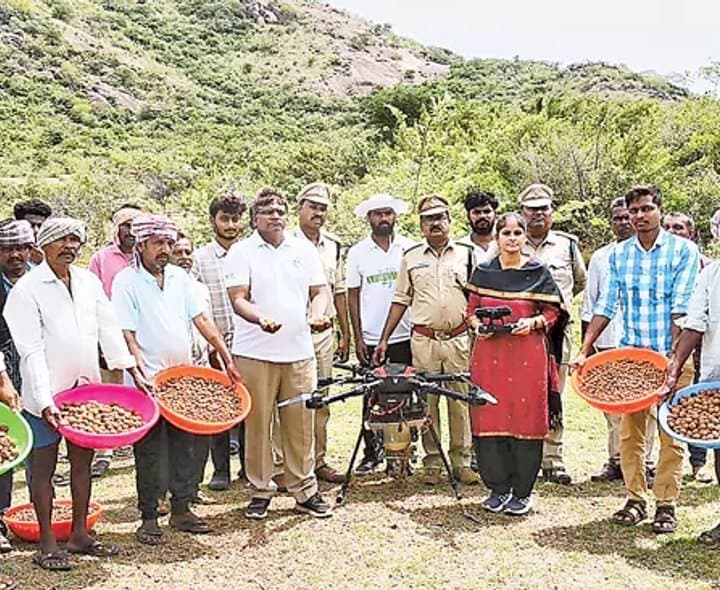 కొండవీడు అడవుల్లో సీడ్‌బాల్స్‌ చల్లింపు