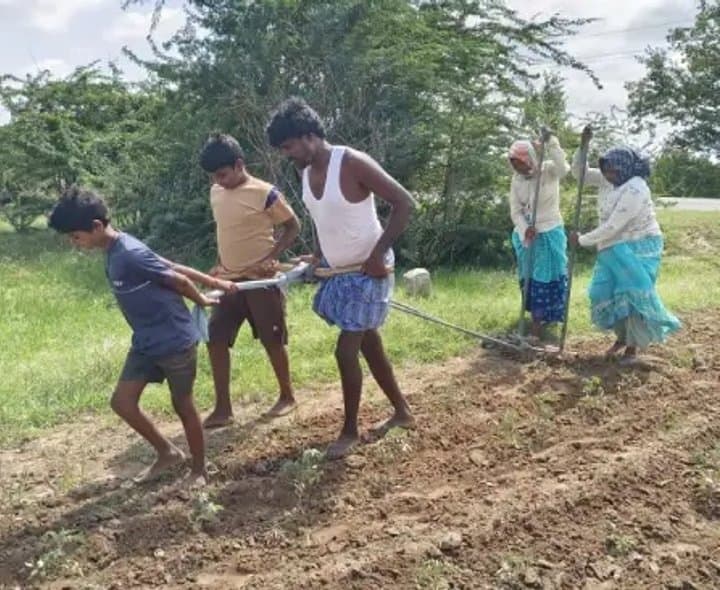 సాగు కోసం కుటుంబమే కాడెద్దులు - Udayam