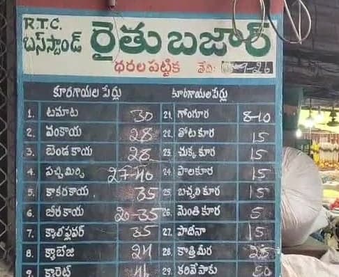 గుంటూరులో కూరగాయల ధరలు  - Udayam