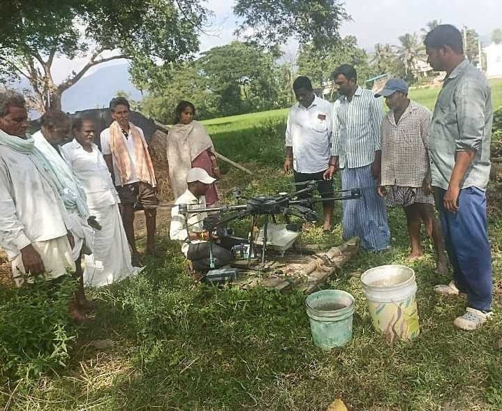 LN పేటలో డ్రోన్‌తో జిల్లేడు ద్రావణం - Udayam