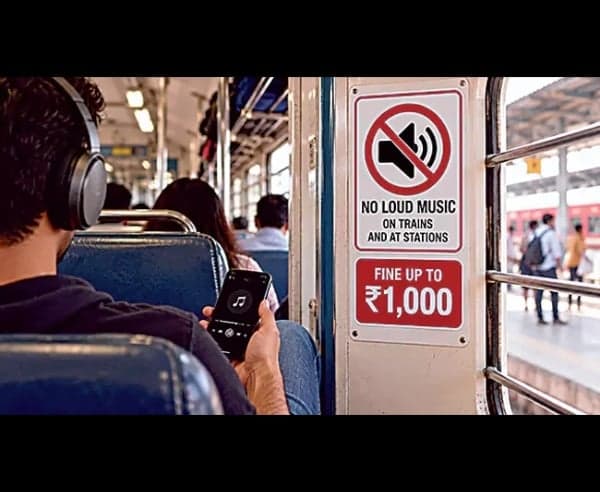 రైల్లో ఫోన్‌ స్పీకర్‌ వాడితే జైలు, జరిమానా