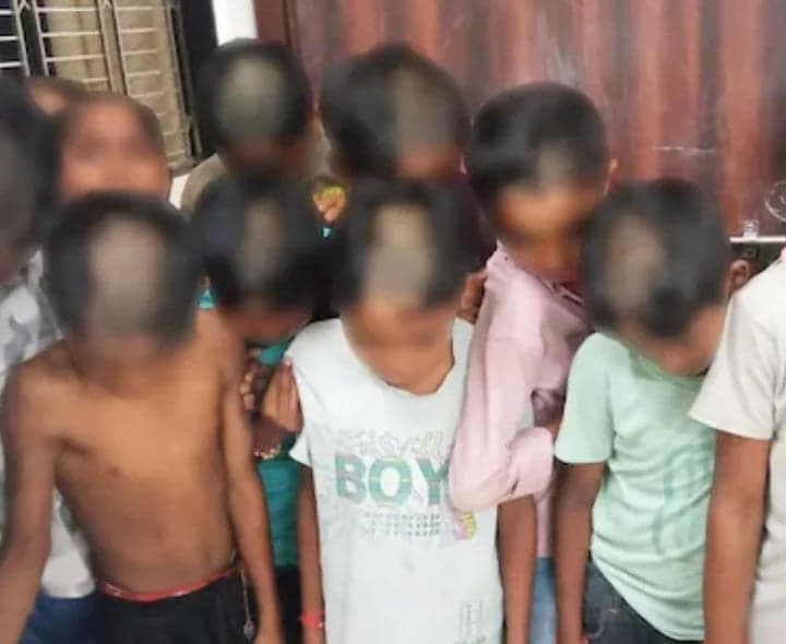 82 మంది విద్యార్థులకు అరగుండు