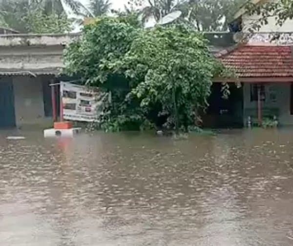 పామర్రులో భారీ వర్షం: జలమయమైన కార్యాలయాలు - Udayam Digital