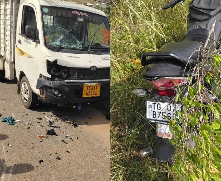 బైక్‌ను ఢీకొన్న ఆటో.. కార్యదర్శికి గాయాలు - Udayam