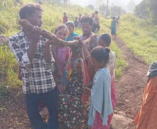 రహదారి లేక గర్భిణిని డోలీలో మోసుకెళ్లిన గ్రామస్థులు