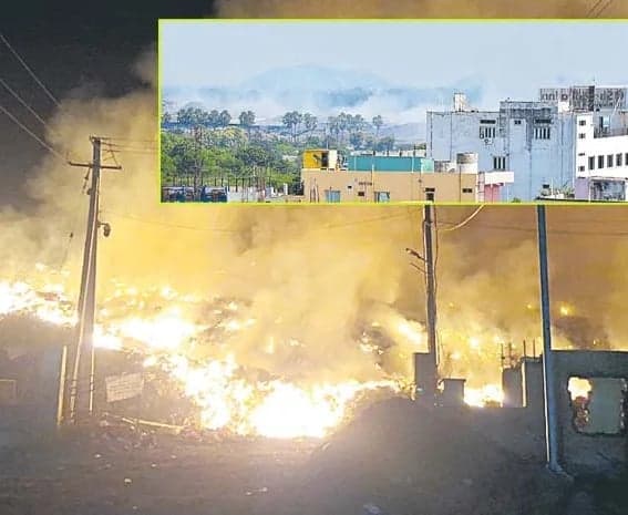 కరీంనగర్‌లో డంపింగ్ యార్డ్ పొగ కాటు - Udayam