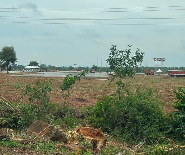 ఖమ్మం సభ కోసం చెట్ల నరికివేత