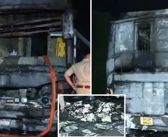 బస్సులో మంటలు.. 9 మంది సజీవ దహనం