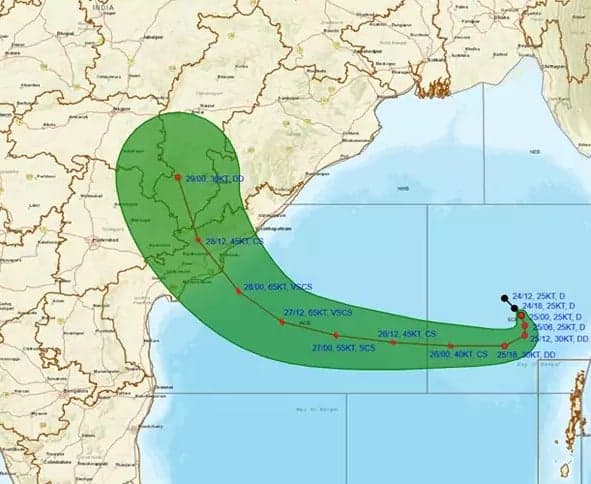 గంటకు 5 కి.మీ. వేగంతో కదులుతున్న ‘అర్నబ్‌’ వాయుగుండం