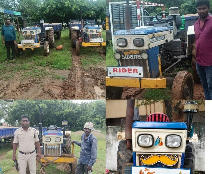 అక్రమంగా ఇసుక రవాణా: ఐదు ట్రాక్టర్ల స్వాధీనం