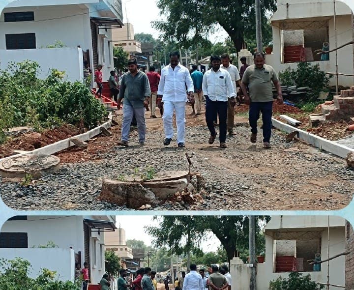 10 వార్డులో సీసీ రోడ్డు డ్రైనేజీ పనులను పరిశీలించిన అర్ధ సుధాకర్ రెడ్డి - Udayam