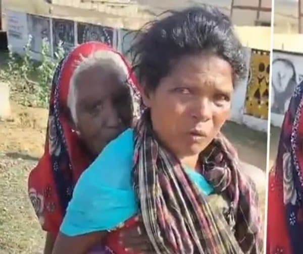 పింఛను కోసం వృద్ధురాలిని మోస్తూ.. - Udayam Digital