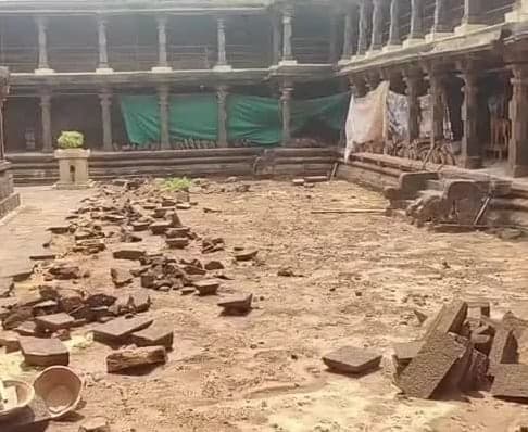 సామర్లకోట ఆలయంలో గానుగ సున్నం తయారీ - Udayam