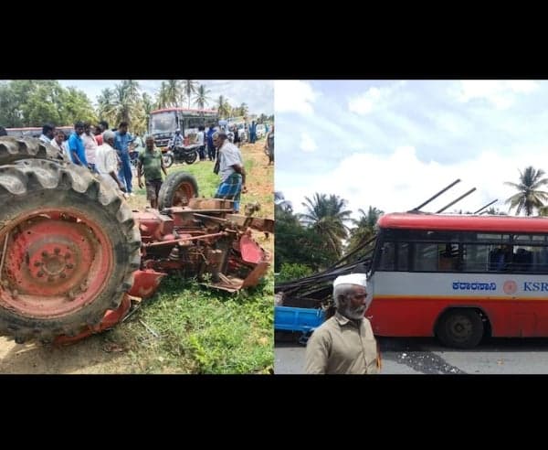 మండ్యలో బస్సు ప్రమాదం.. డ్రైవర్ మృతి - Udayam