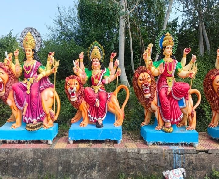 భూపాలపల్లిలో విక్రయానికి దుర్గామాత విగ్రహాలు - Udayam