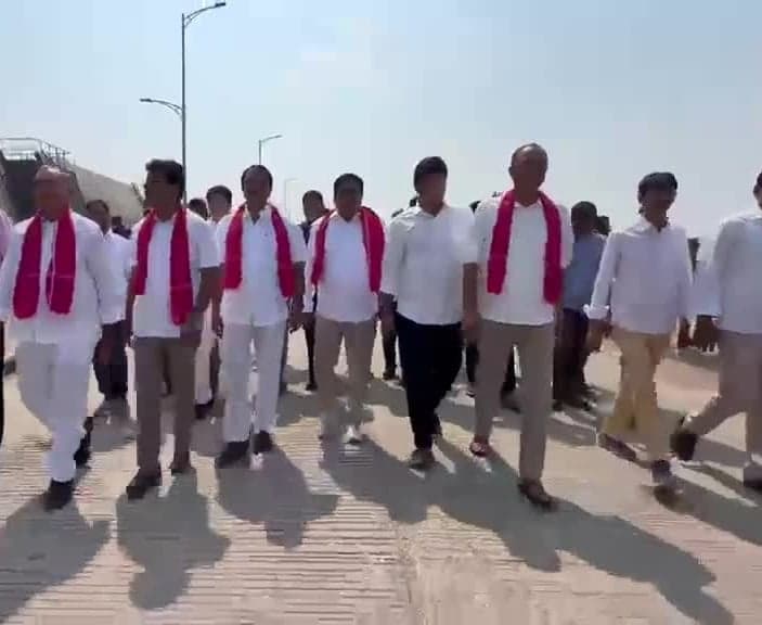 మేడిగడ్డ బ్యారేజీని పరిశీలించిన బీఆర్ఎస్ ఎమ్మెల్యేలు - Udayam