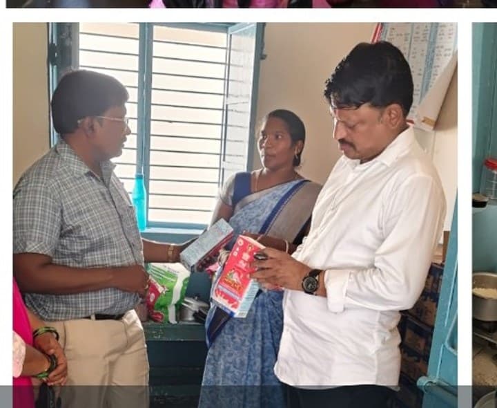 మధ్యాహ్న భోజనాన్ని పరిశీలించిన ఎంపీడీవో - Udayam